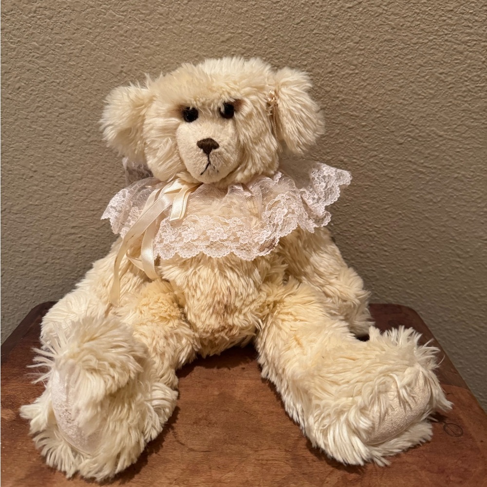 Cream Teddy Bear with Lace Collar